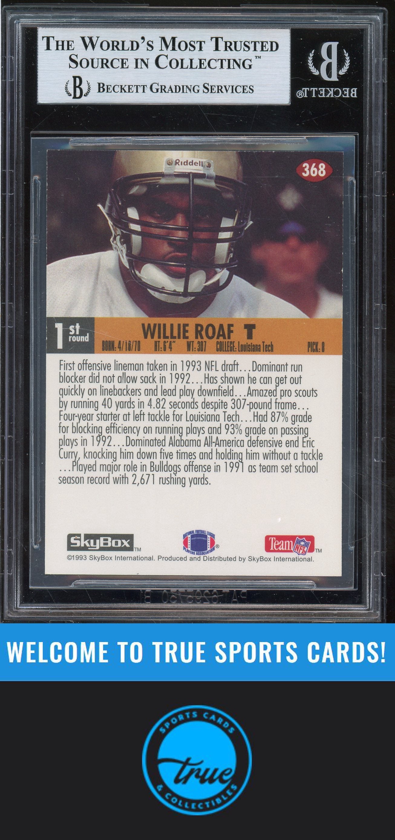1993 SkyBox Impact #368 Willie Roaf Rookie Auto BGS Authentic (5480)