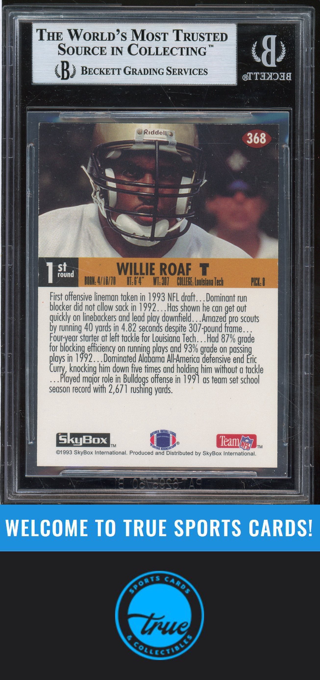 1993 SkyBox Impact #368 Willie Roaf Rookie Auto BGS Authentic (5481)