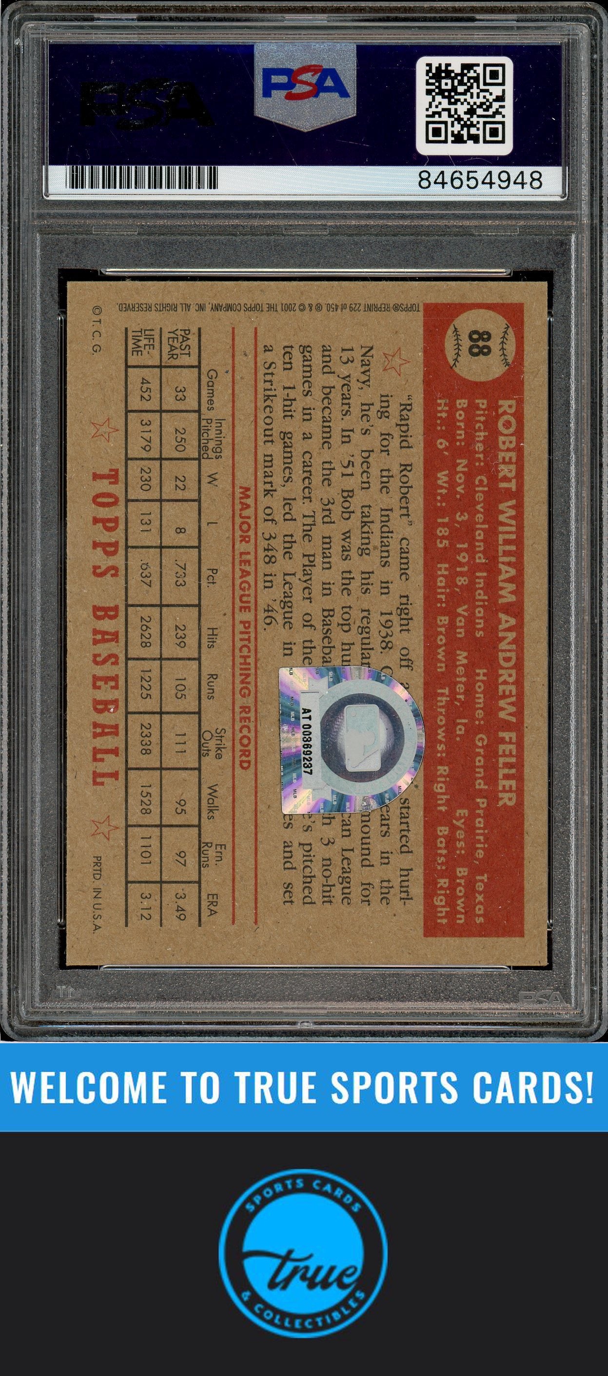 2012 Topps Archives #88 Bob Feller Reprints Auto PSA Authentic (4948)