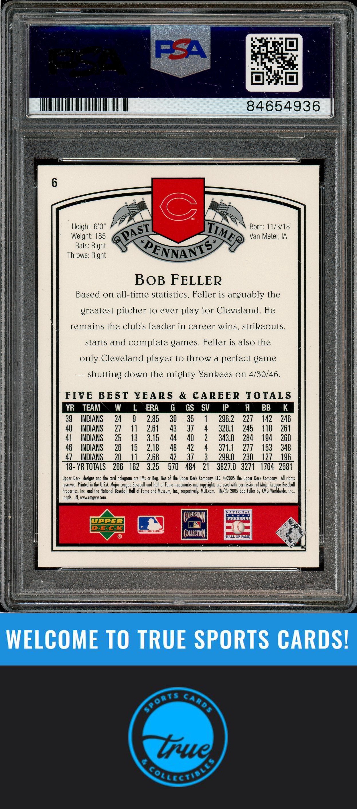 2005 UD Past Time Pennants #6 Bob Feller Auto PSA Authentic (4936)