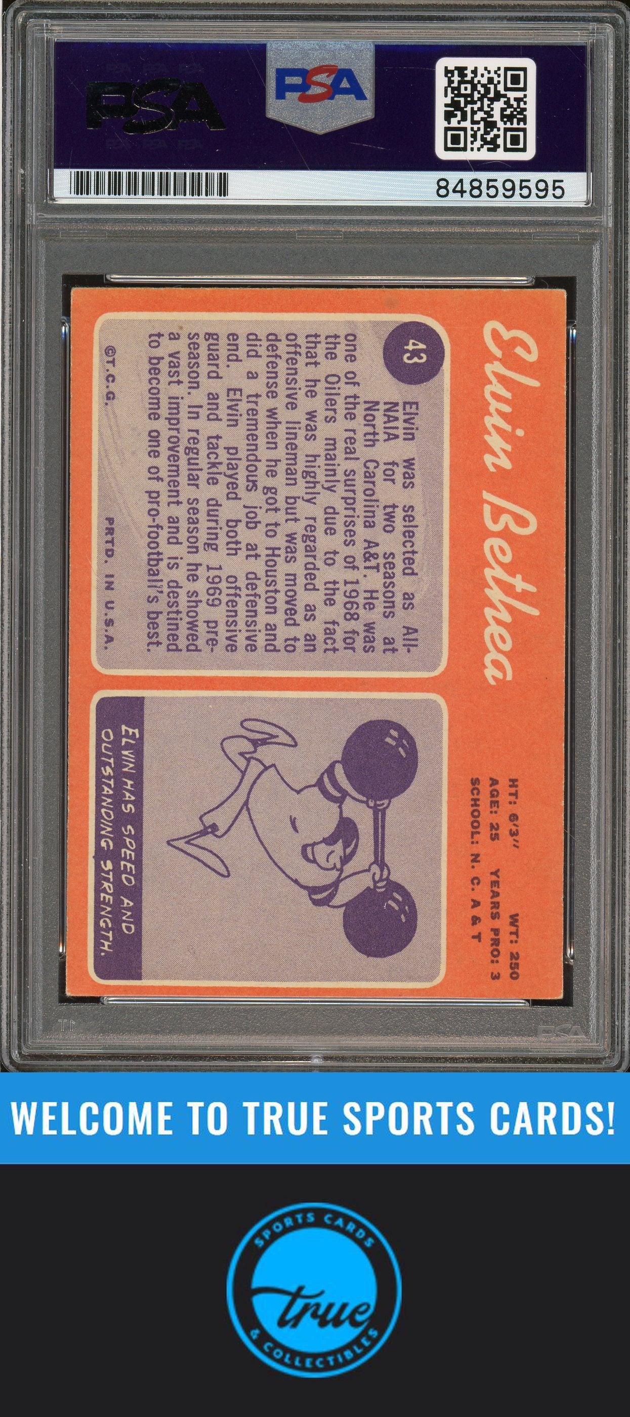 1970 Topps #43 Elvin Bethea Auto "HOF" PSA Authentic (9595)