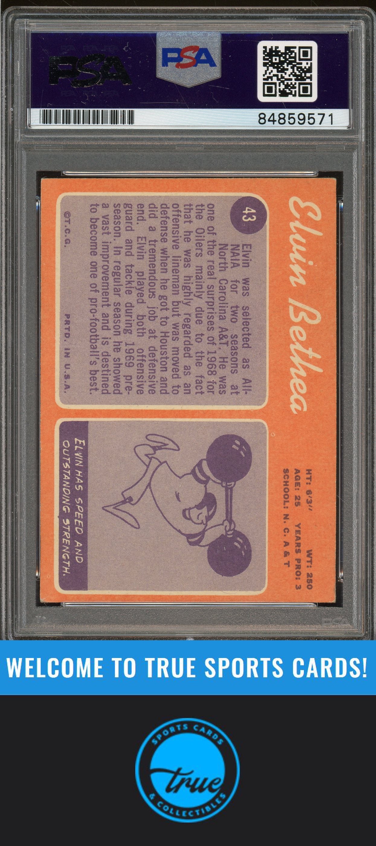 1970 Topps #43 Elvin Bethea Auto "HOF" PSA Authentic (9571)