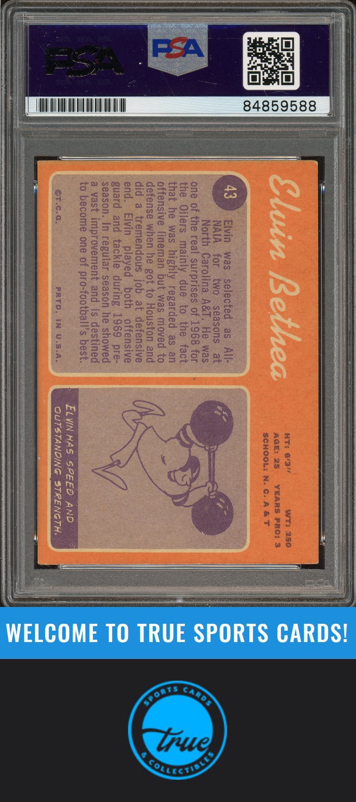 1970 Topps #43 Elvin Bethea Auto "HOF" PSA Authentic (9588)