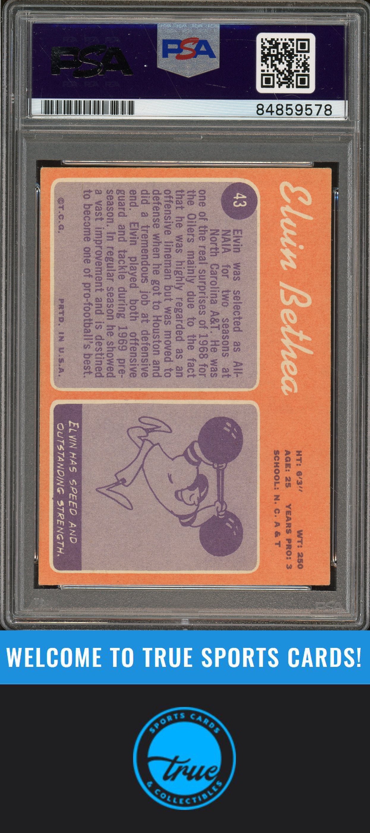 1970 Topps #43 Elvin Bethea Auto "HOF" PSA Authentic (9578)
