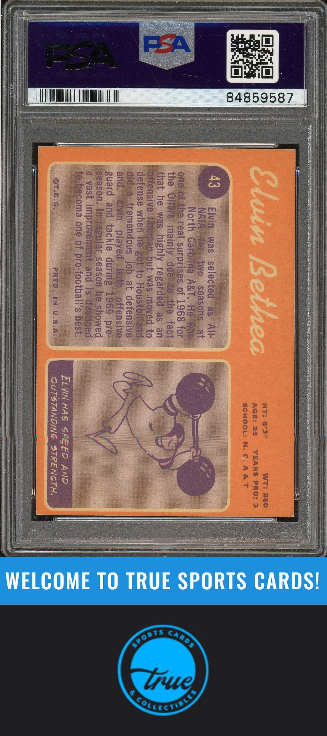 1970 Topps #43 Elvin Bethea Auto "HOF" PSA Authentic (9587)