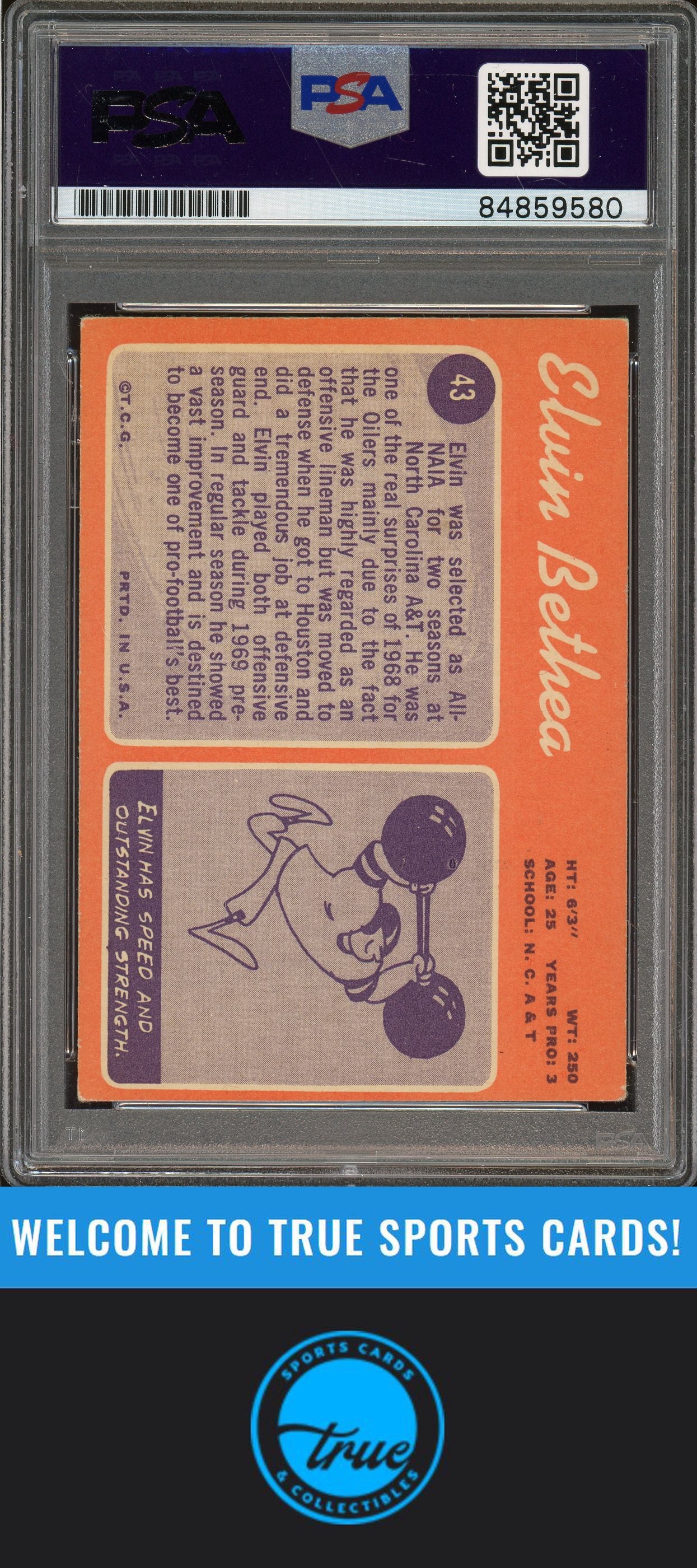 1970 Topps #43 Elvin Bethea Auto "HOF" PSA Authentic (9580)