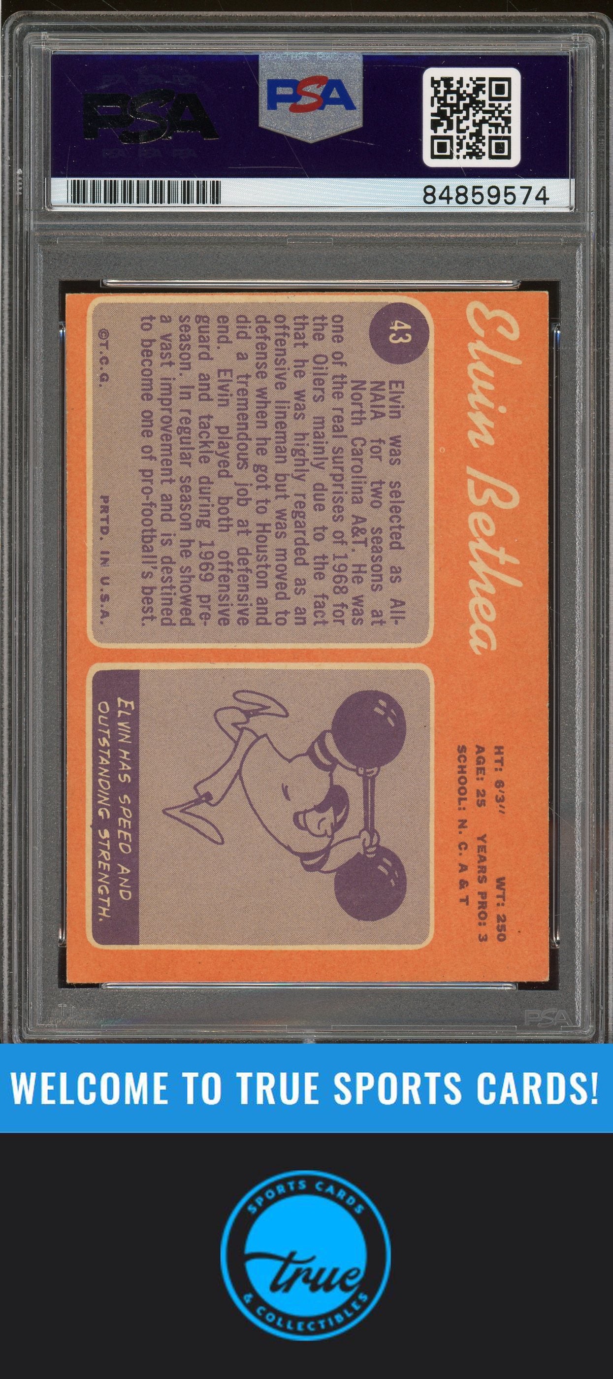 1970 Topps #43 Elvin Bethea Auto "HOF" PSA Authentic (9574)