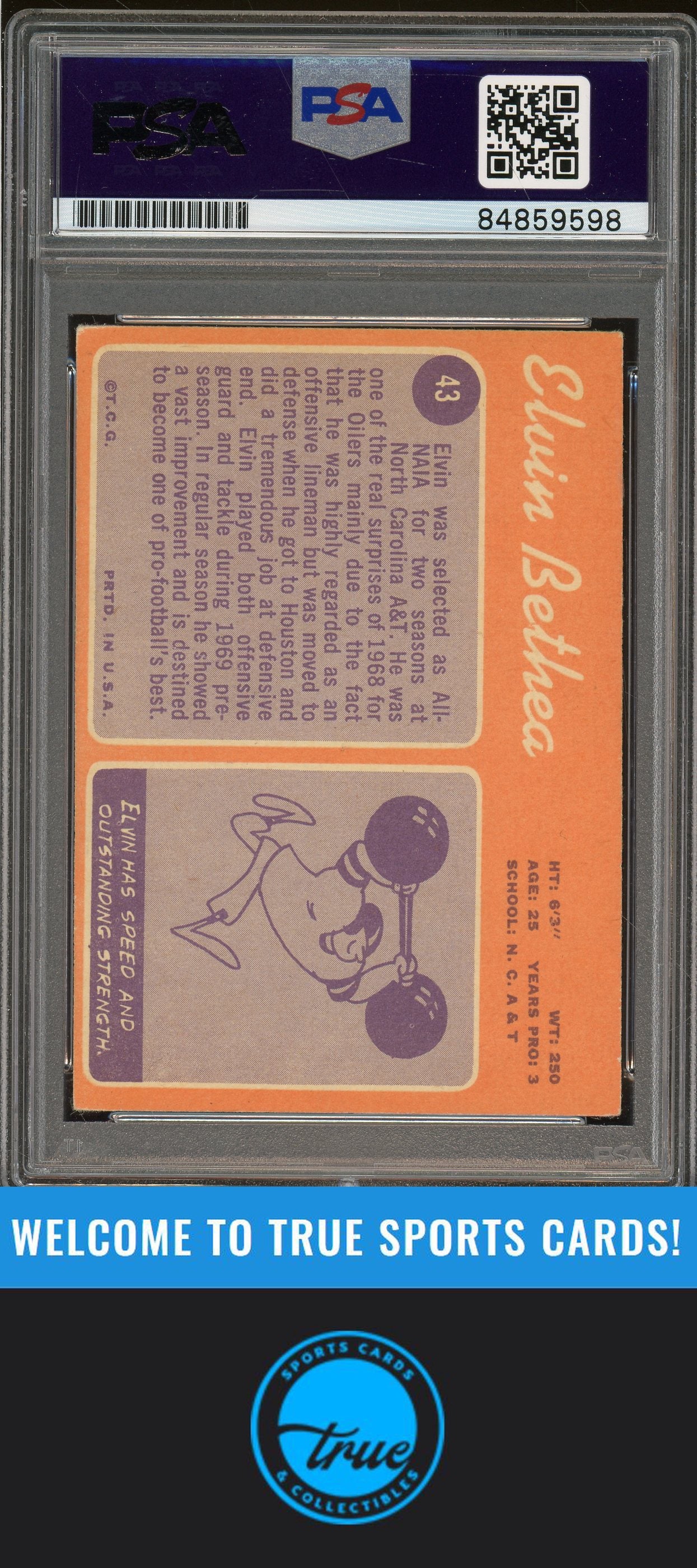 1970 Topps #43 Elvin Bethea Auto "HOF" PSA Authentic (9598)