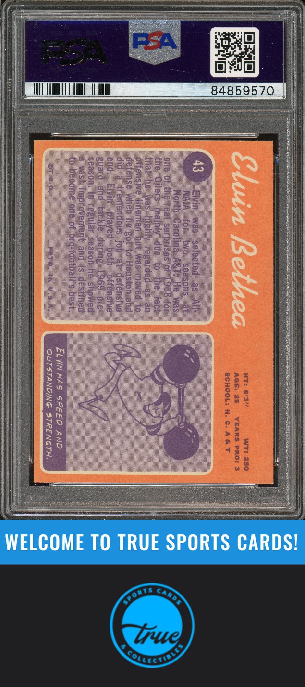 1970 Topps #43 Elvin Bethea Auto "HOF" PSA Authentic (9570)