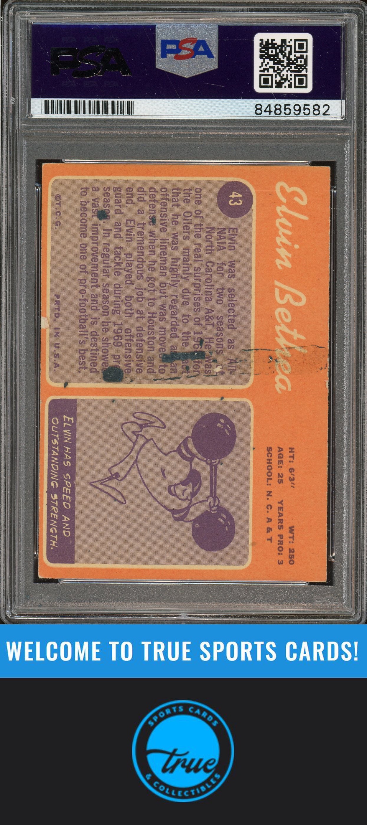 1970 Topps #43 Elvin Bethea Auto "HOF" PSA Authentic (9582)