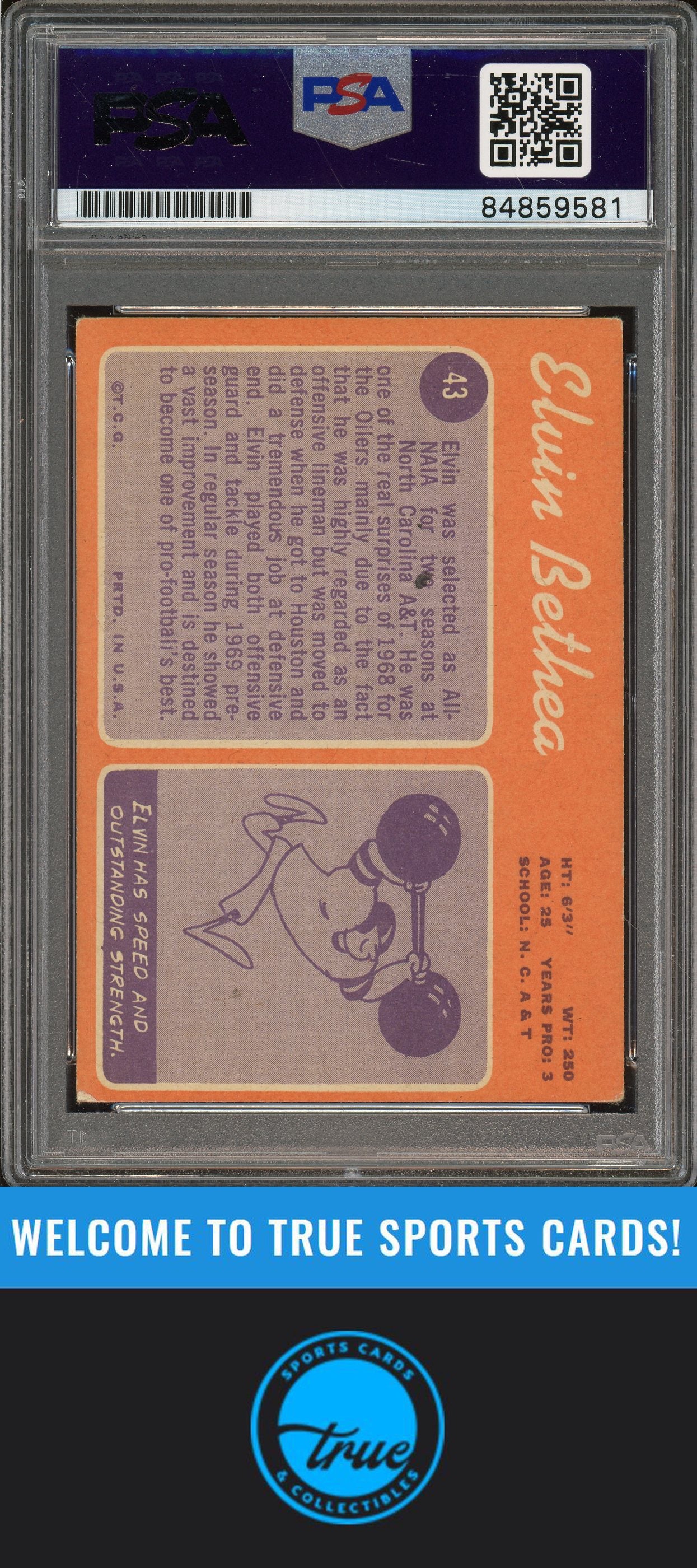 1970 Topps #43 Elvin Bethea Auto "HOF" PSA Authentic (9581)