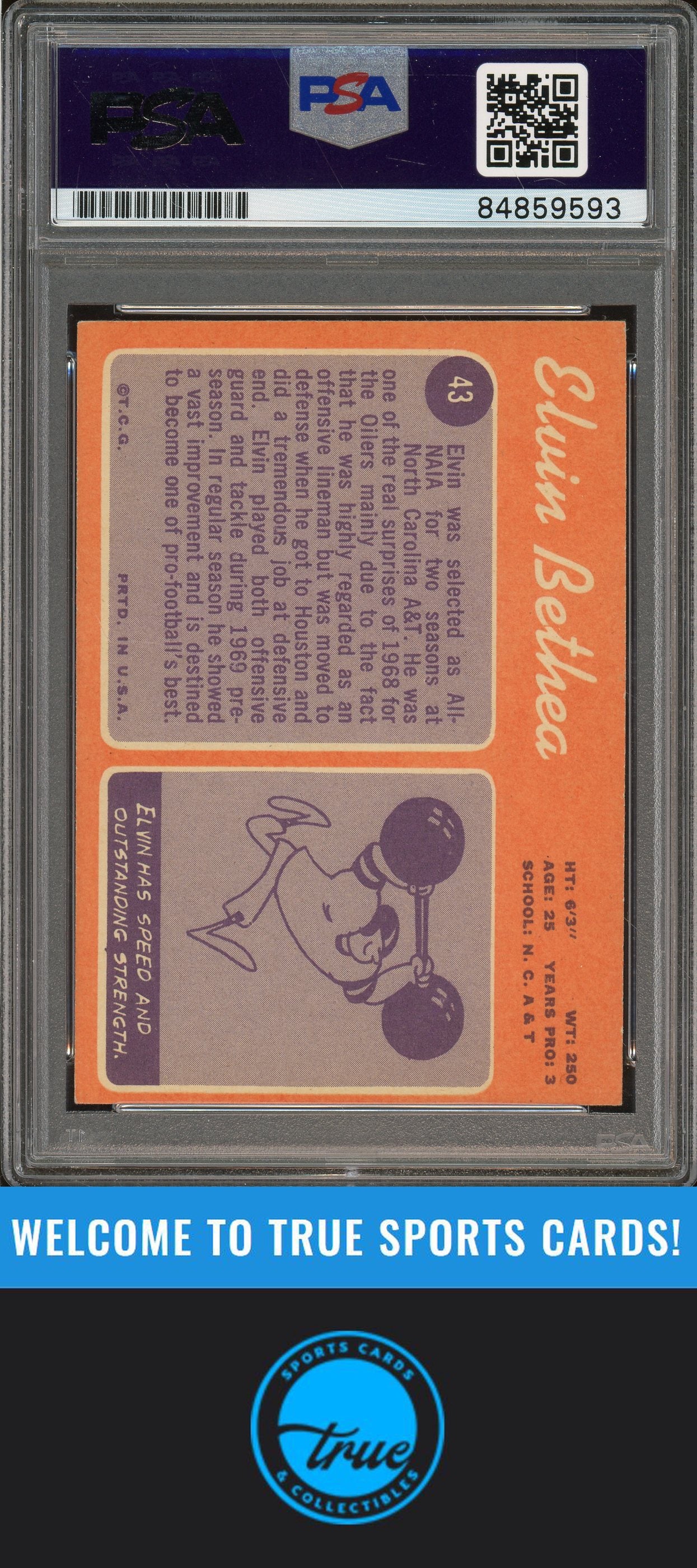 1970 Topps #43 Elvin Bethea Auto "HOF" PSA Authentic (9593)