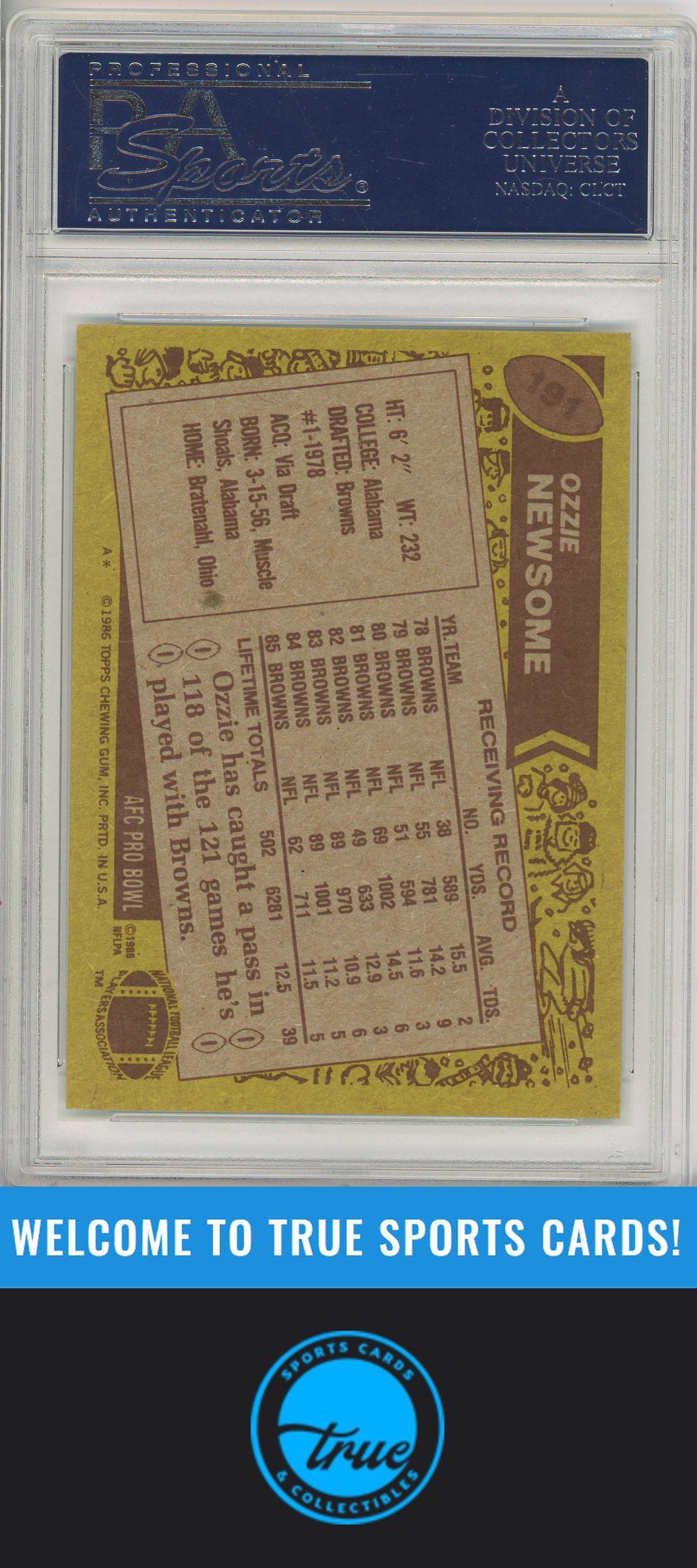 1986 Topps #191 Ozzie Newsome Auto - PSA 10 (AUTO GRADE)