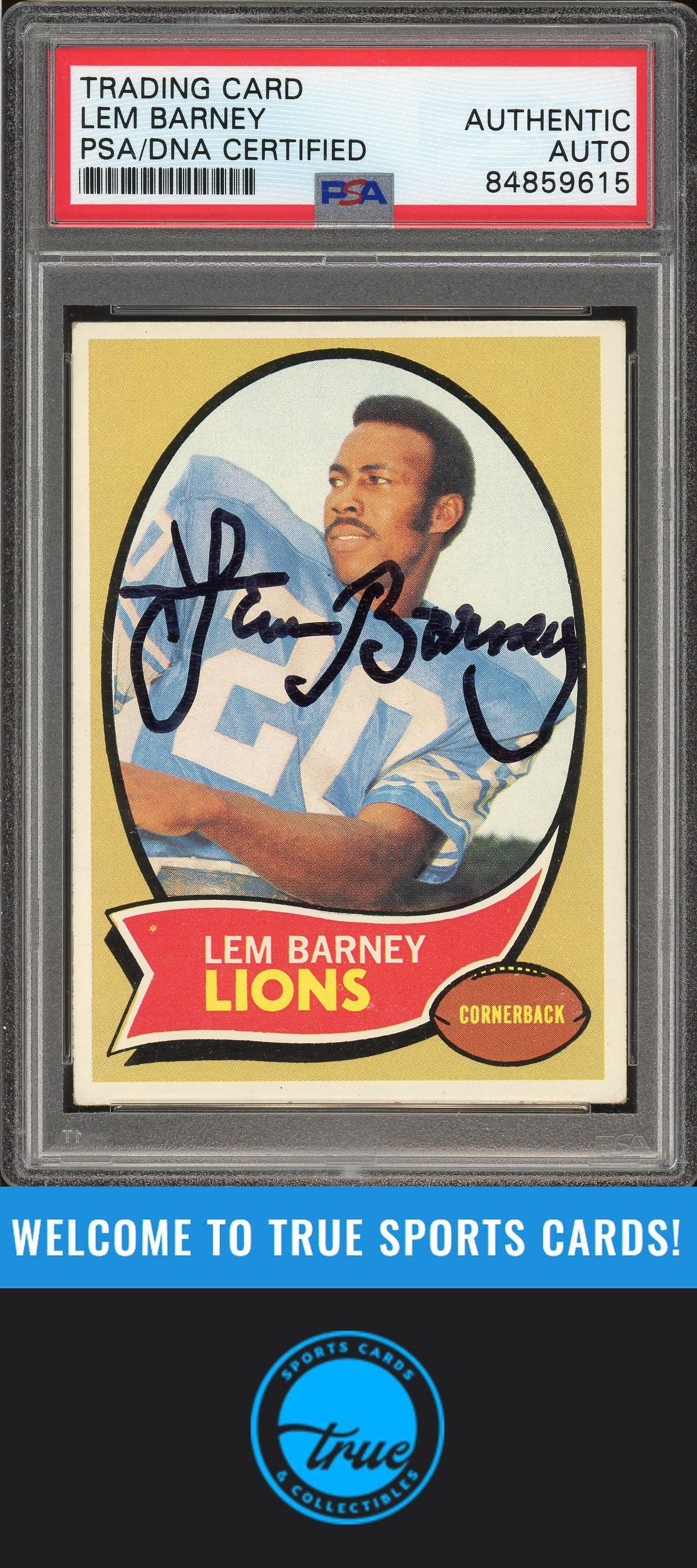 1970 Topps #75 Lem Barney Rookie Auto PSA Authentic (9615)