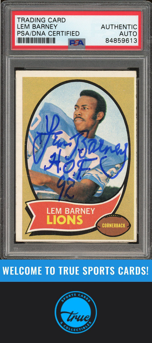 1970 Topps #75 Lem Barney Rookie "HOF" Auto PSA Authentic (9613)