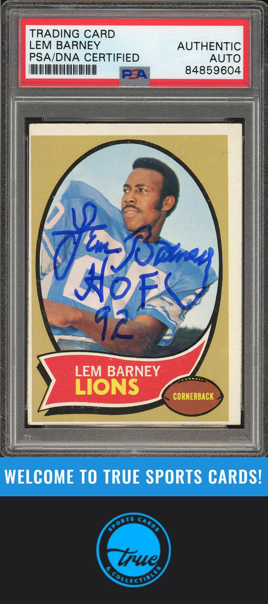 1970 Topps #75 Lem Barney Rookie "HOF" Auto PSA Authentic (9604)