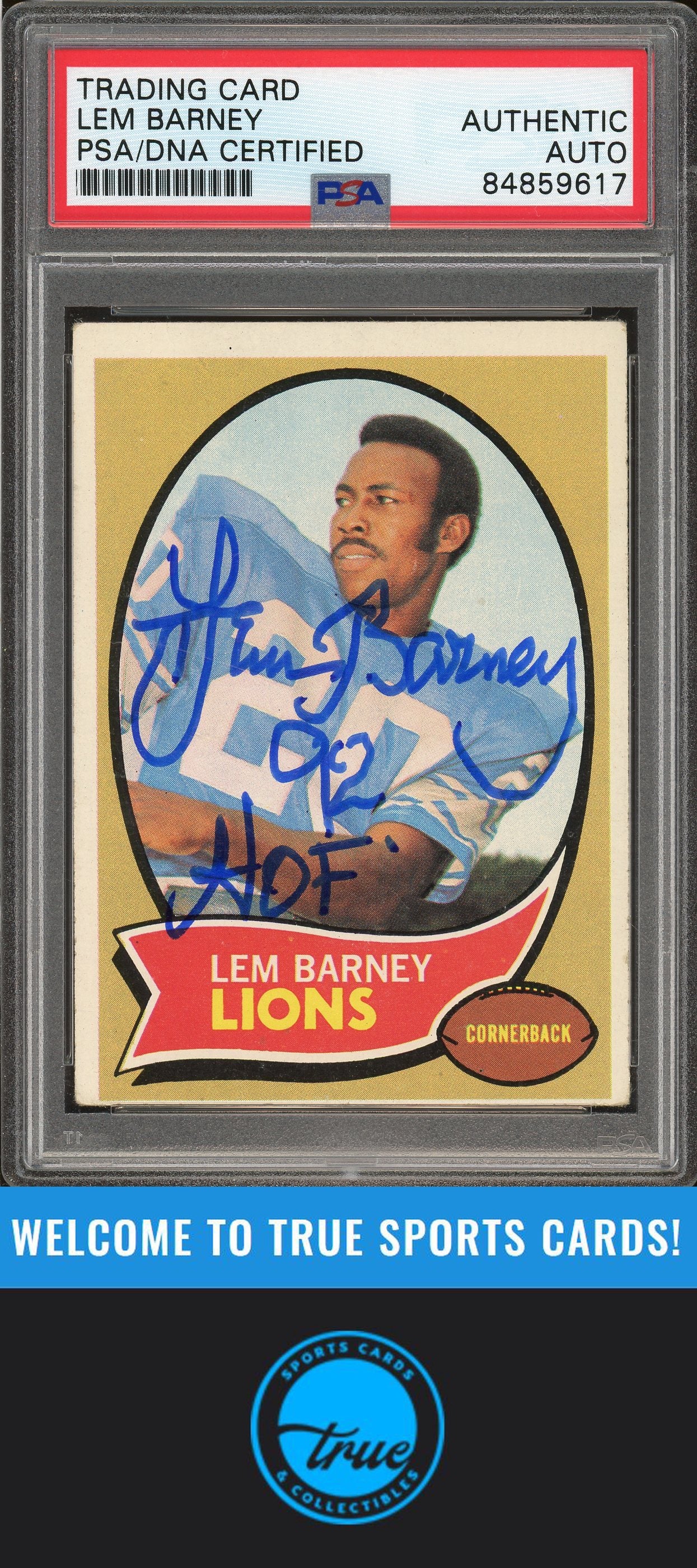 1970 Topps #75 Lem Barney Rookie "HOF" Auto PSA Authentic (9617)