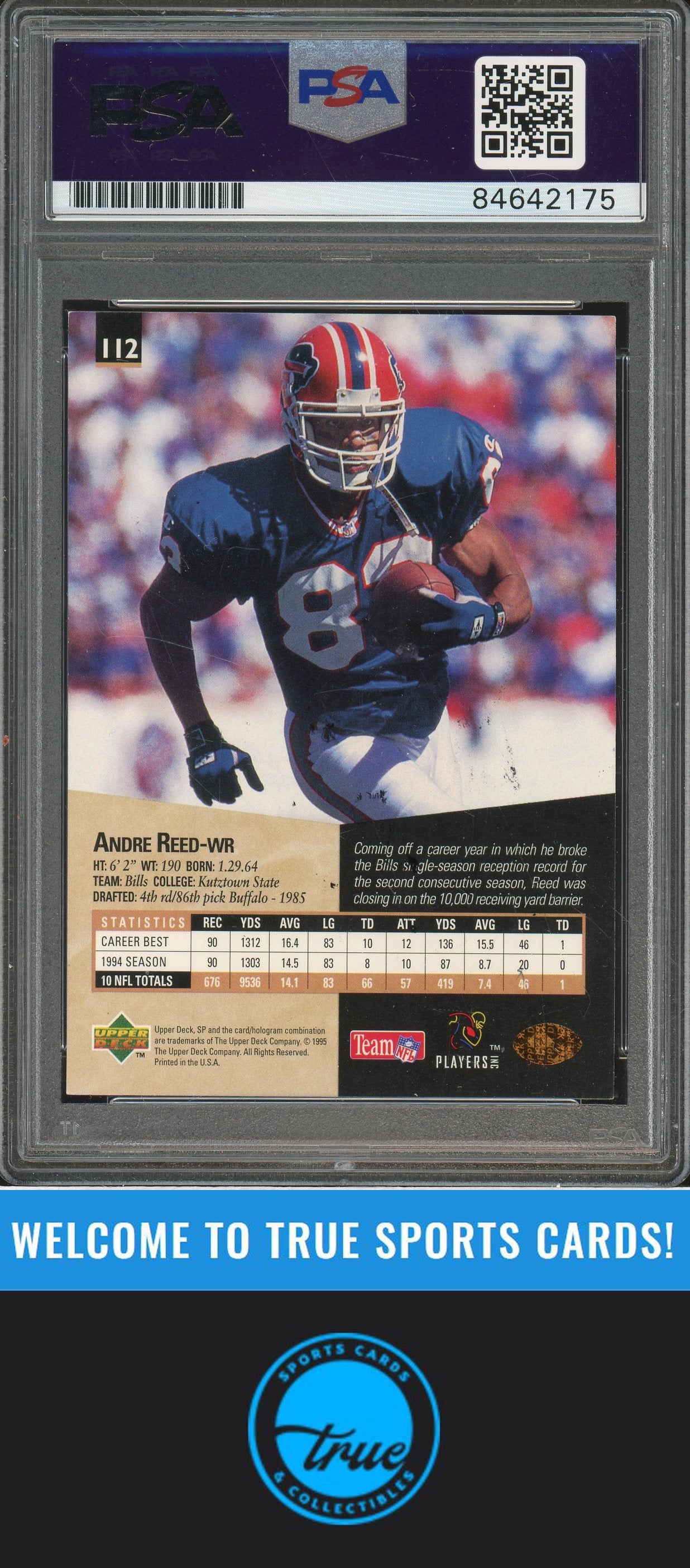 1995 SP #112 Andre Reed Auto PSA Authentic (2175)