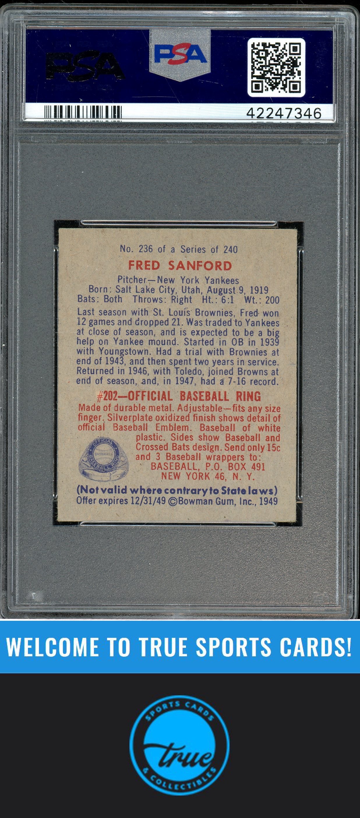 1949 Bowman #236 Fred Sanford PSA 5