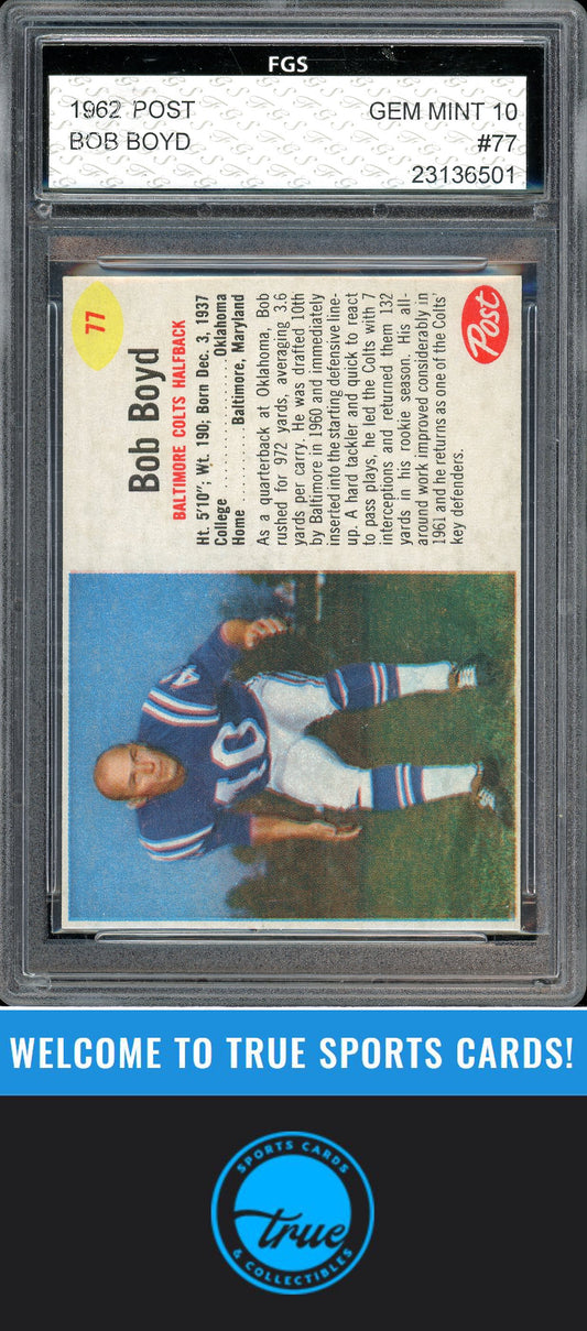 1962 Post Cereal #77 Bob Boyd - FGS Gem Mint 10