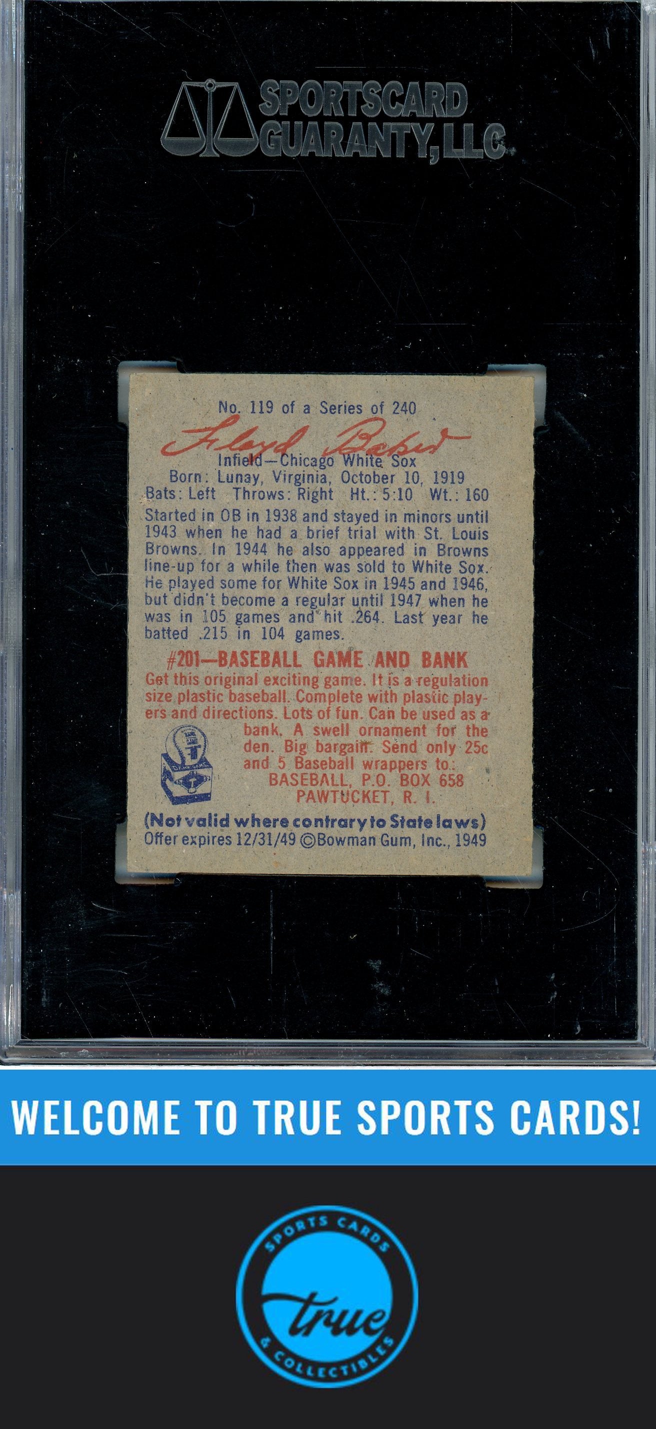 1949 Bowman #119 Floyd Baker SGC 6