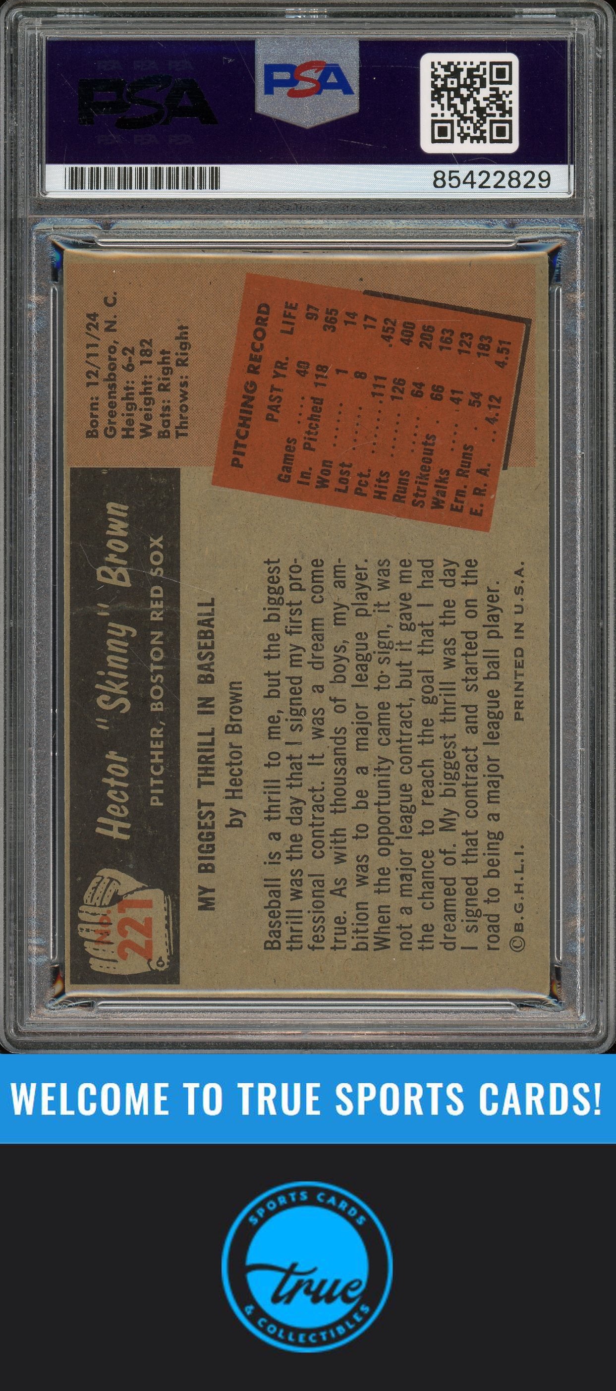 1955 Bowman #221 Hal Brown Auto PSA Authentic (2829)