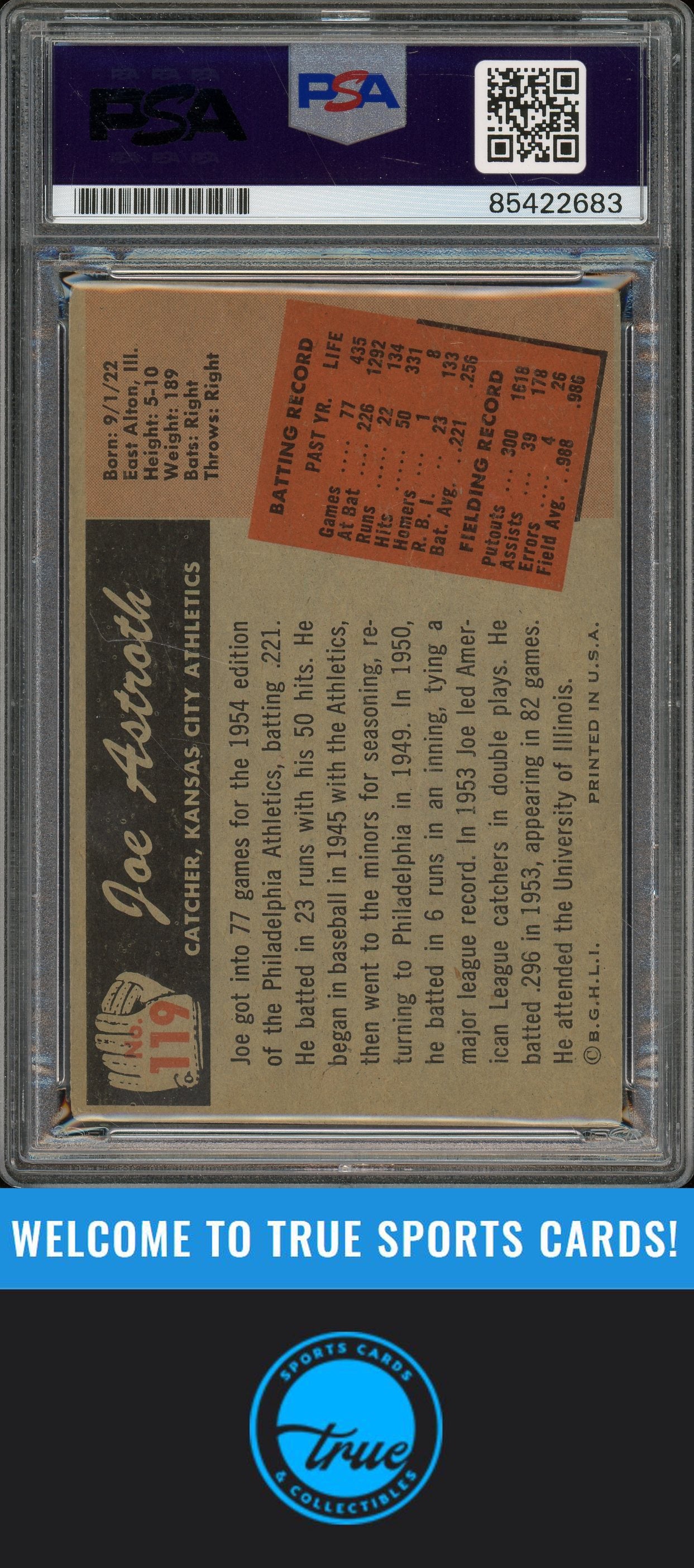 1955 Bowman #119 Joe Astroth Auto PSA Authentic (2683)