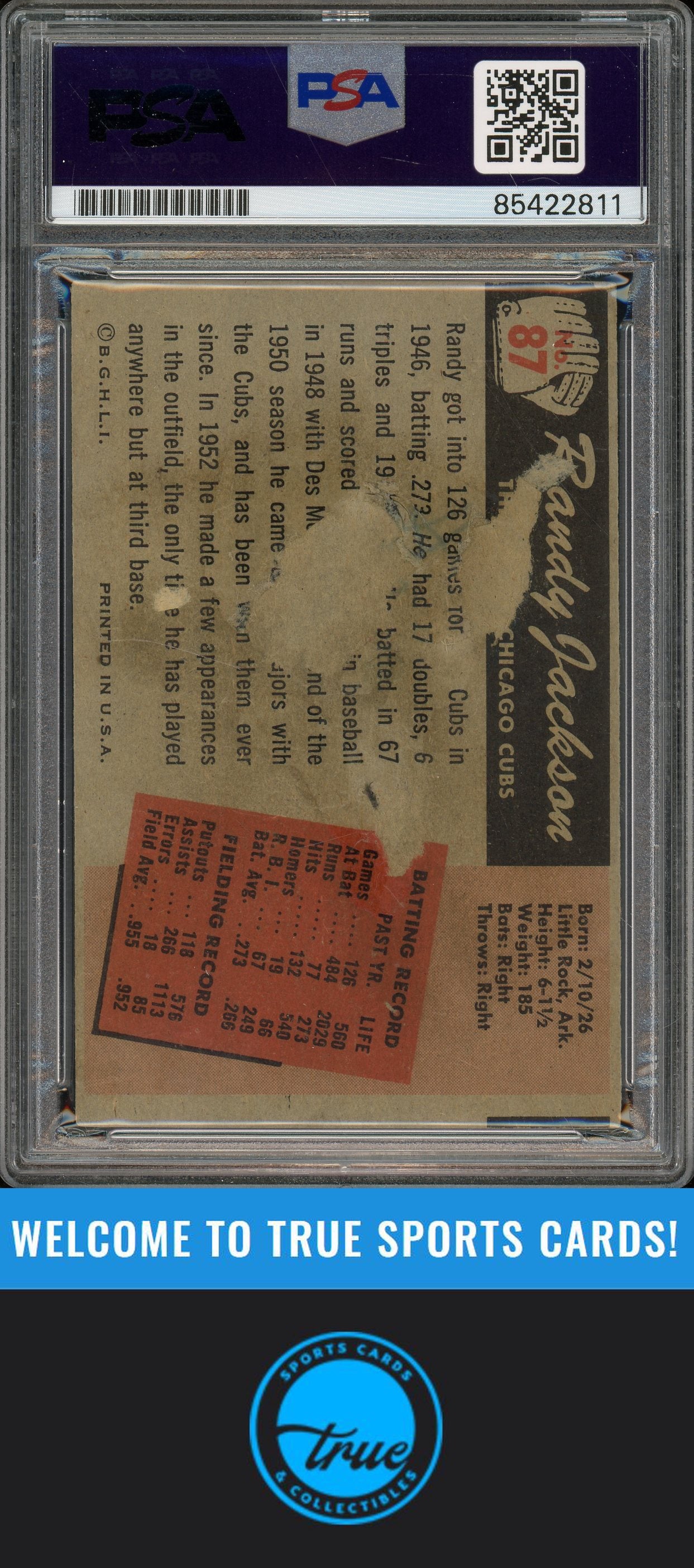 1955 Bowman #87 Randy Jackson Auto PSA Authentic (2811)