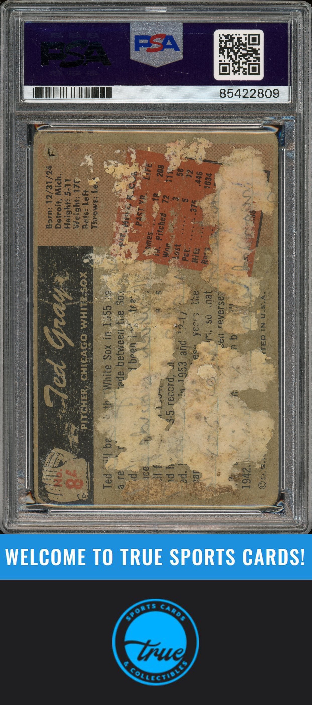 1955 Bowman #86 Ted Gray Auto PSA Authentic (2809)