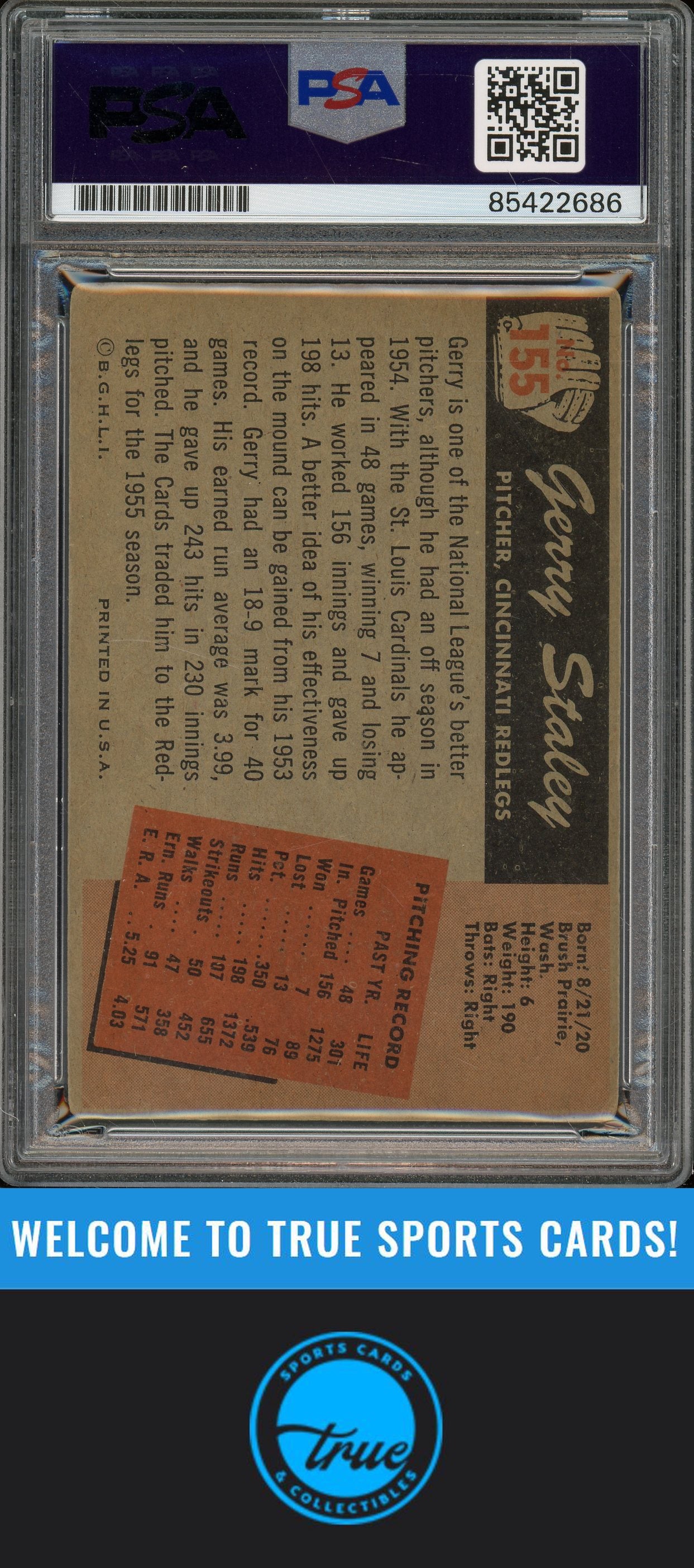 1955 Bowman #155 Jerry Staley Auto PSA Authentic (2686)