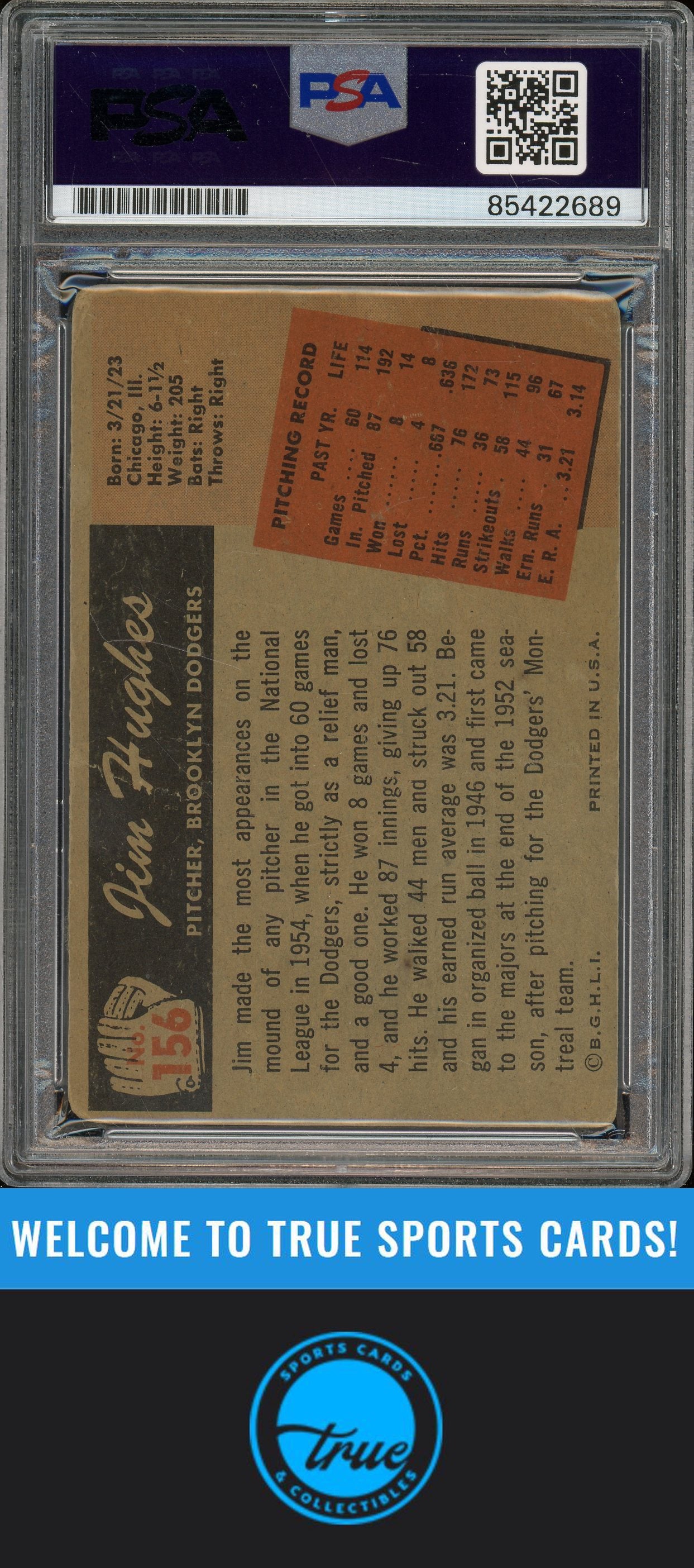 1955 Bowman #156 Jim Hughes Auto PSA Authentic (2689)