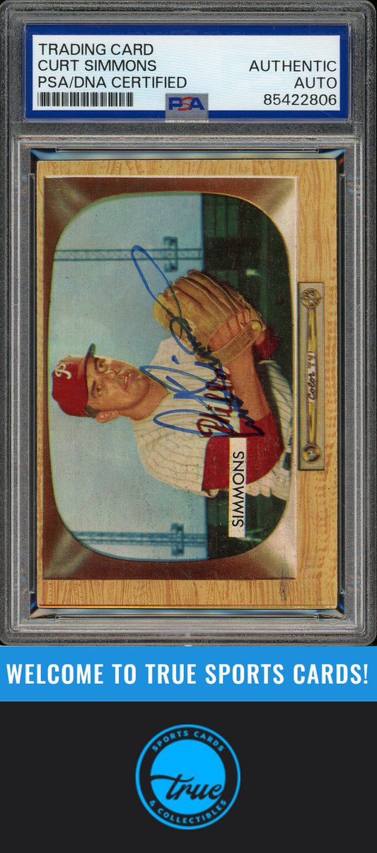 1955 Bowman #64 Curt Simmons Auto PSA Authentic (2806)