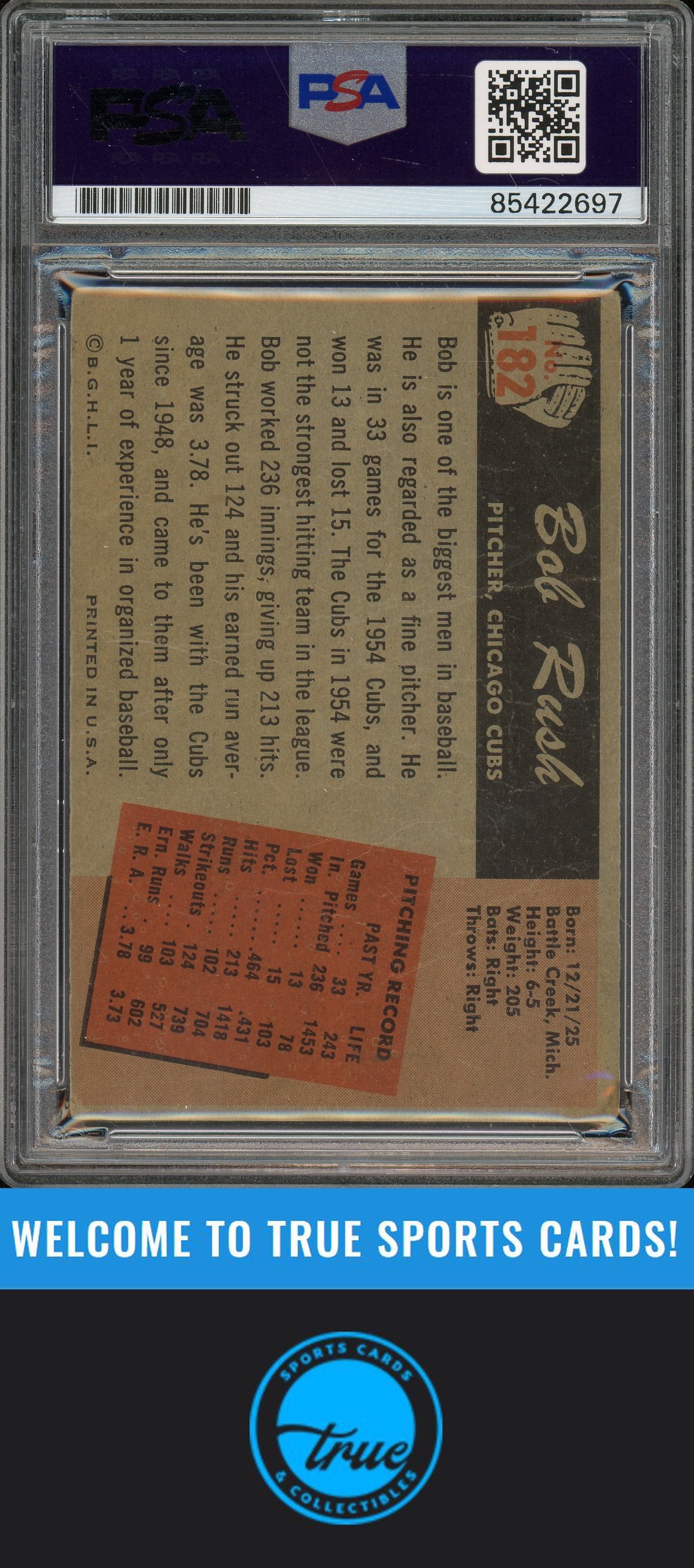 1955 Bowman #182 Bob Rush Auto PSA Authentic (2697)