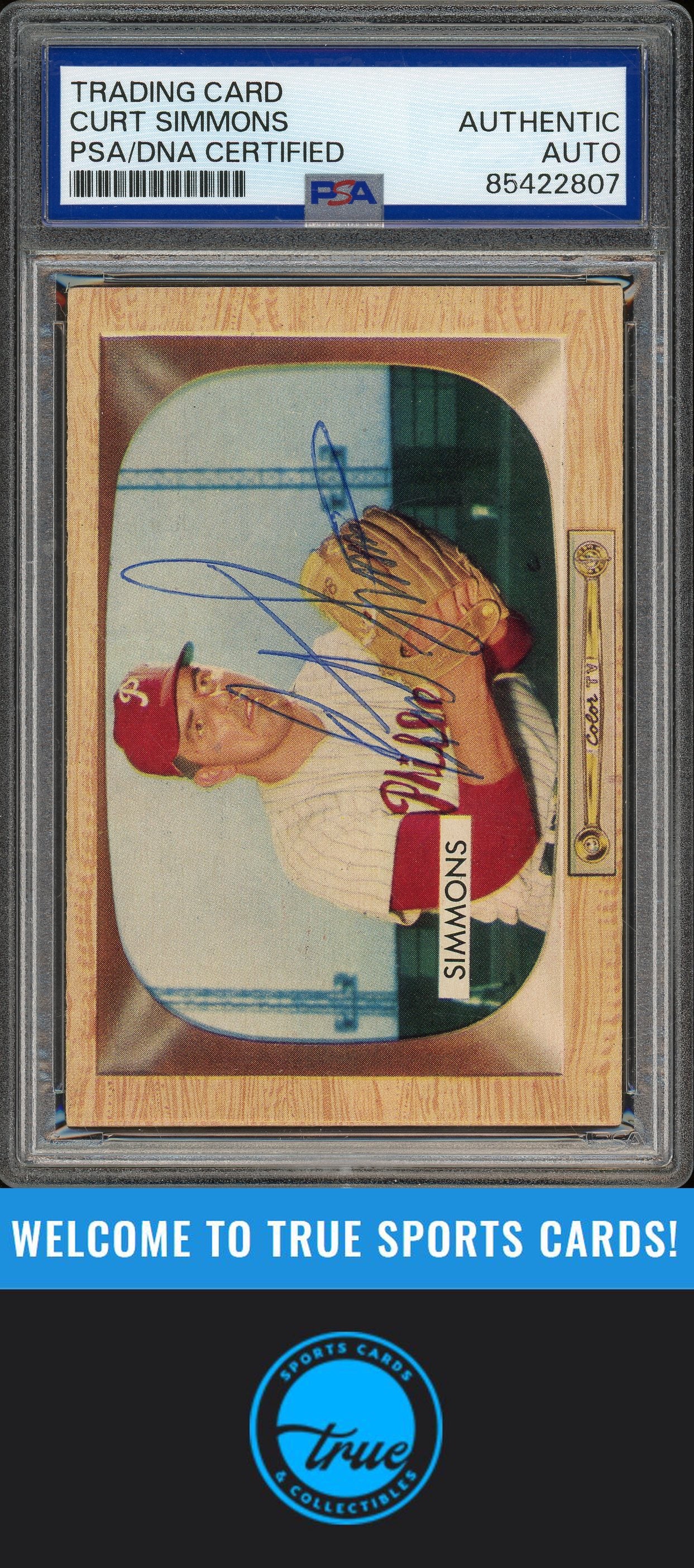 1955 Bowman #64 Curt Simmons Auto PSA Authentic (2807)
