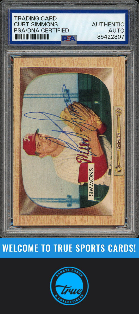 1955 Bowman #64 Curt Simmons Auto PSA Authentic (2807)