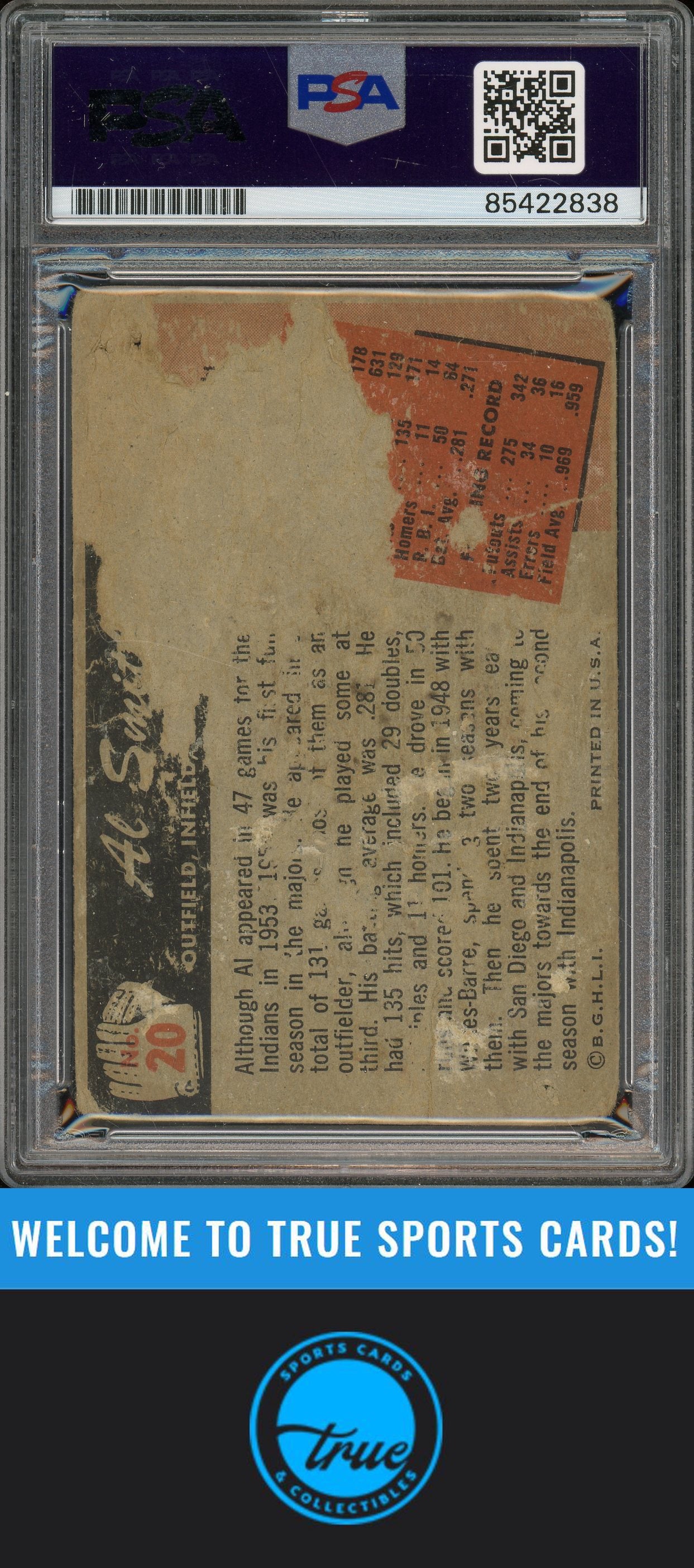 1955 Bowman #20 Al Smith Auto PSA Authentic (2838)