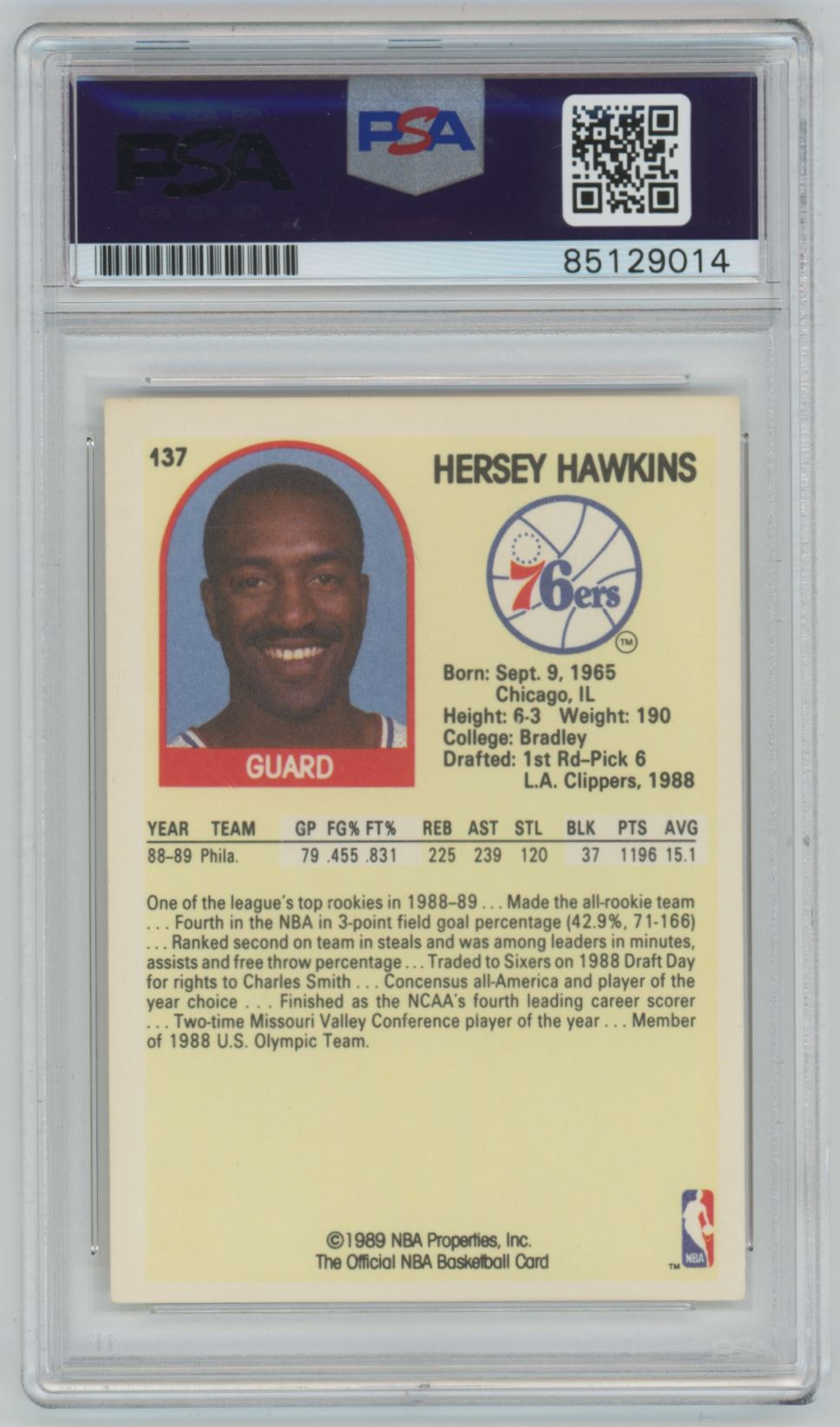 1989 NBA Hoops Hersey Hawkins Auto - PSA/DNA
