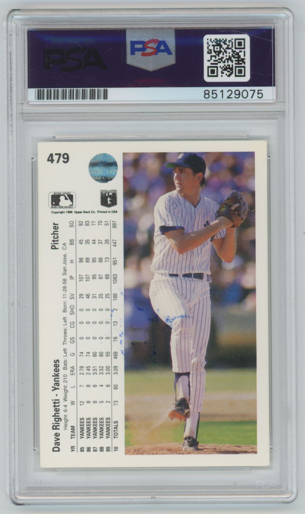1990 Upper Deck Dave Righetti Auto - PSA/DNA
