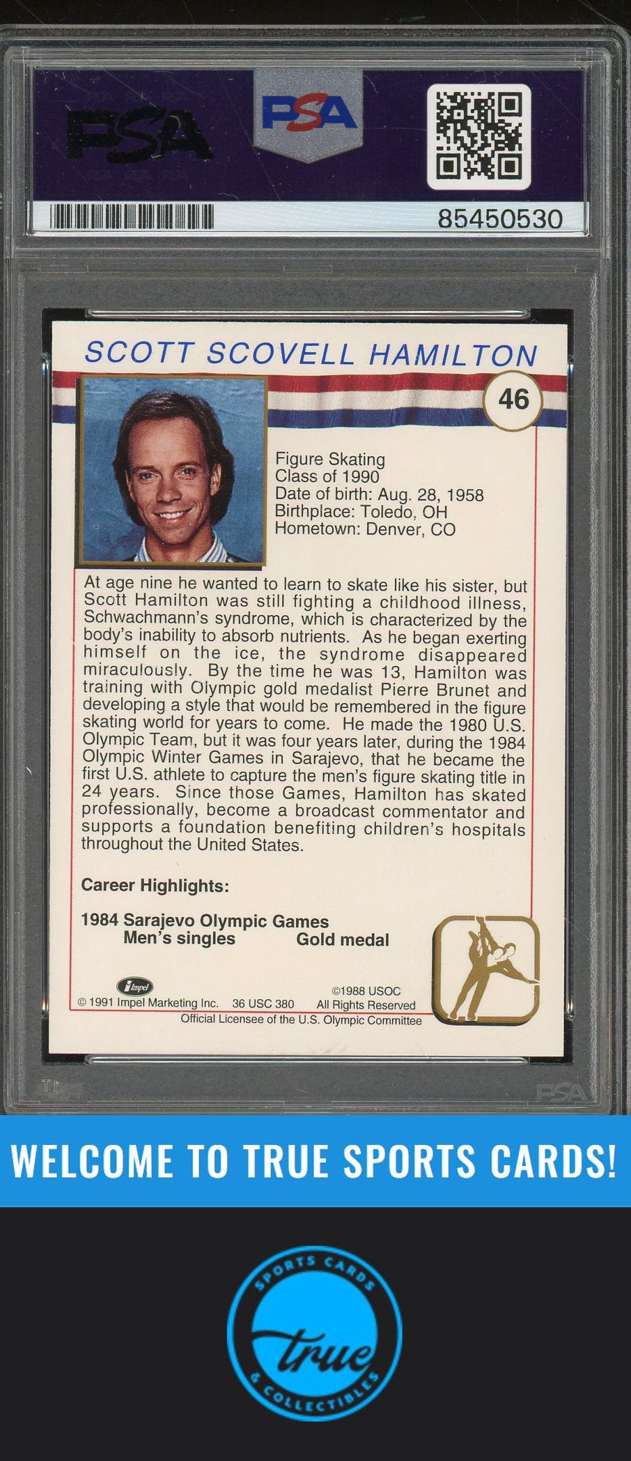 1991 Impel U.S. Olympic Hall of Fame Scott Hamilton Auto PSA Authentic (0530)