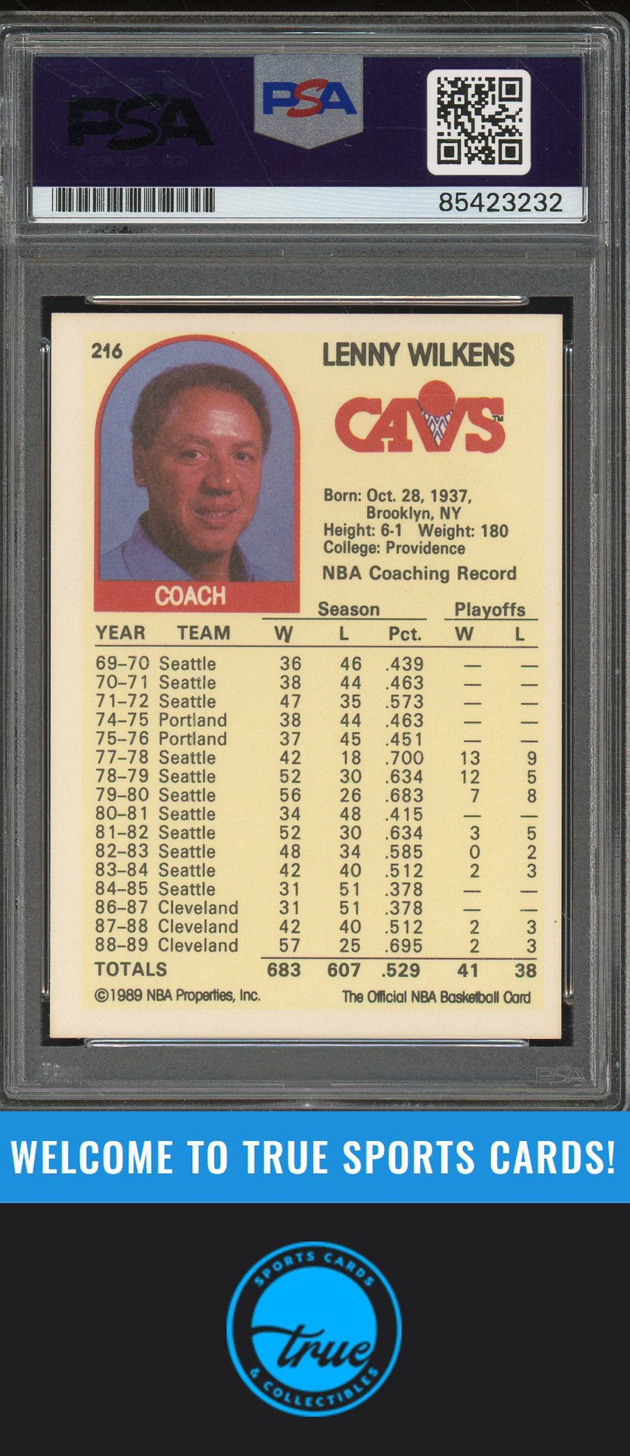 1989-90 Hoops #216 Lenny Wilkens Auto PSA Authentic