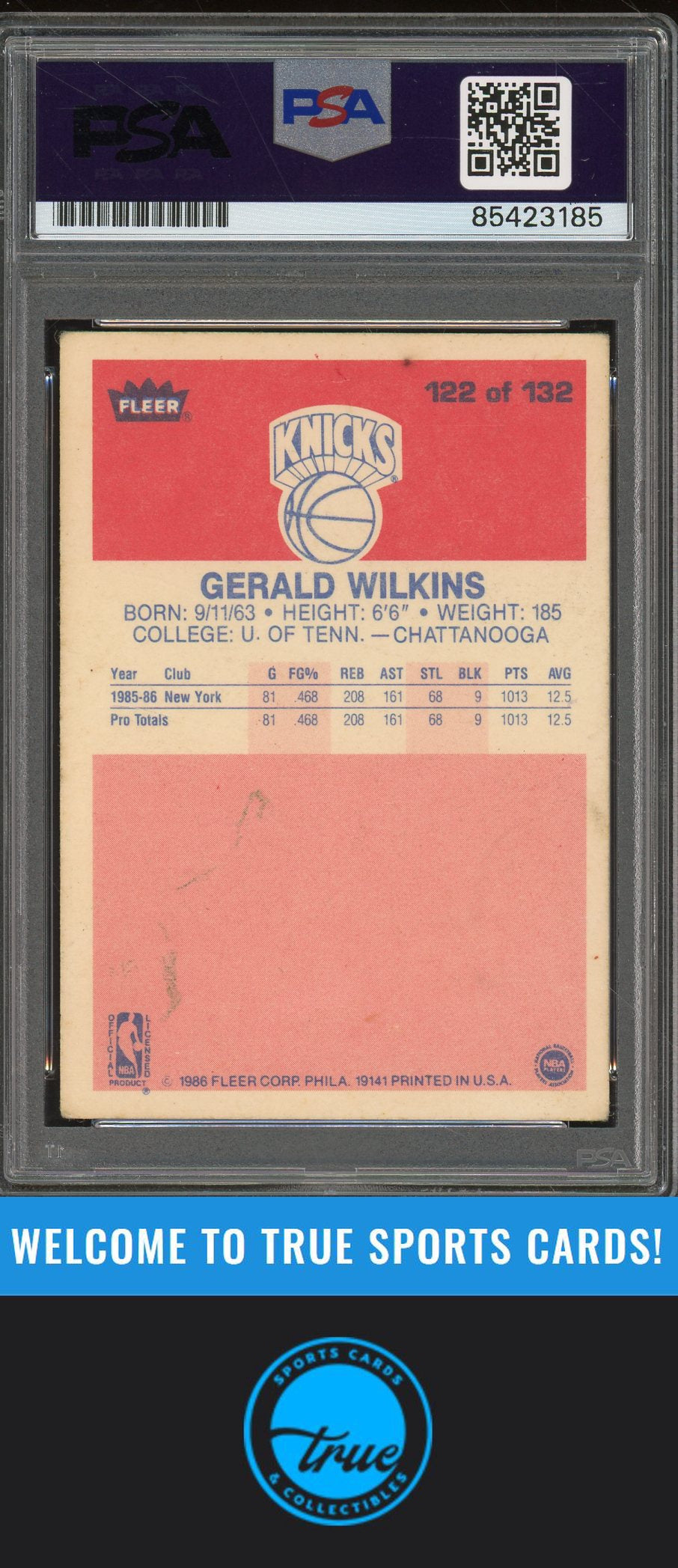 1986-87 Fleer #122 Gerald Wilkins Rookie Auto - PSA Authentic (3185)