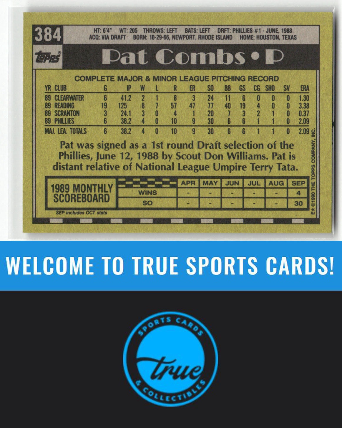1990 Topps #384 Pat Combs Auto