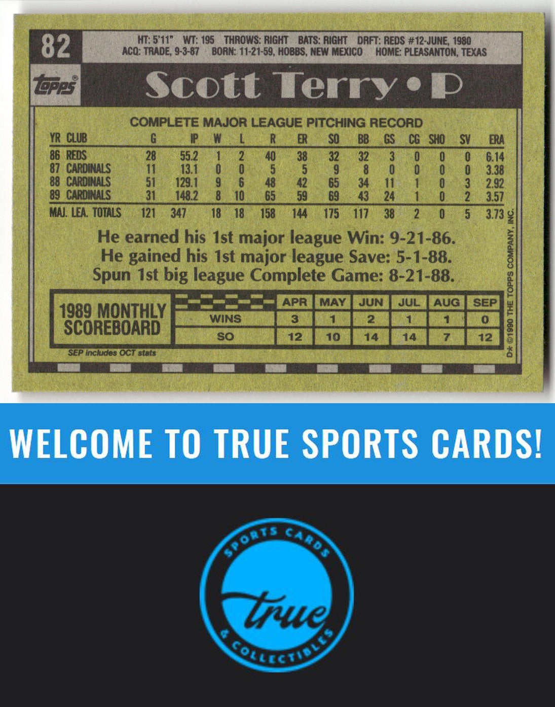 1990 Topps #82 Scott Terry Auto