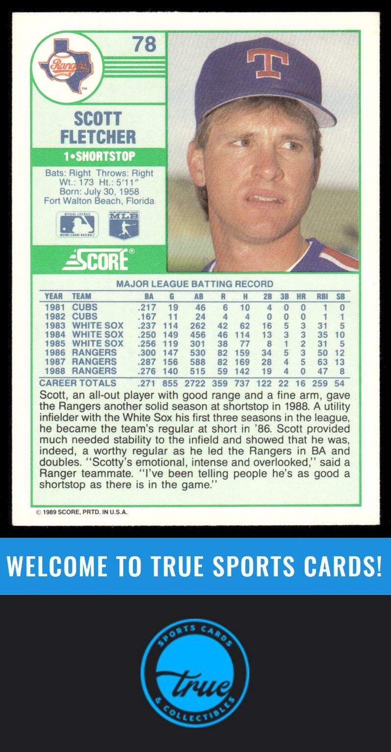 1989 Score #78 Scott Fletcher AUTOGRAPH