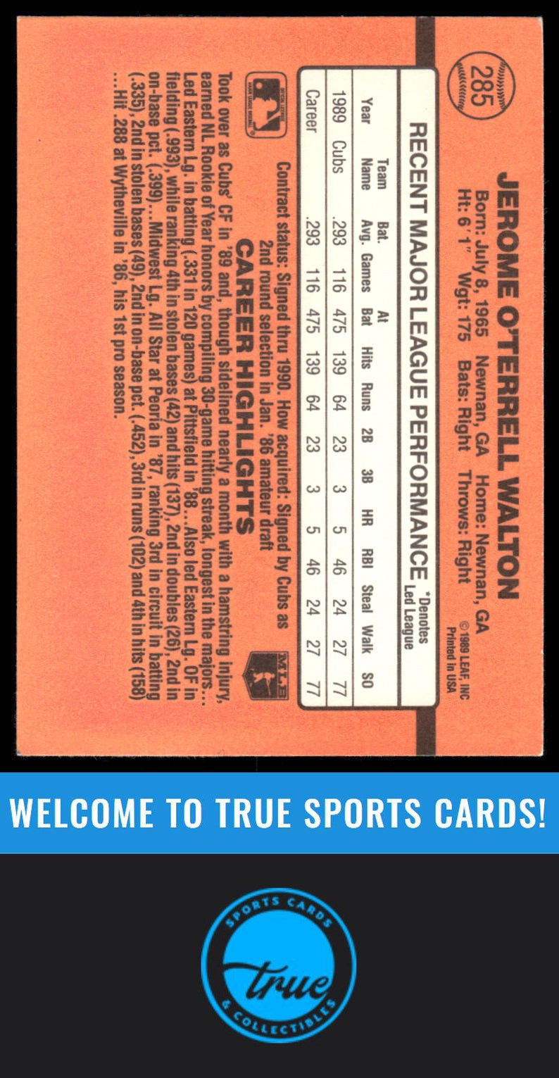 1990 Donruss #285 Jerome Walton AUTOGRAPH