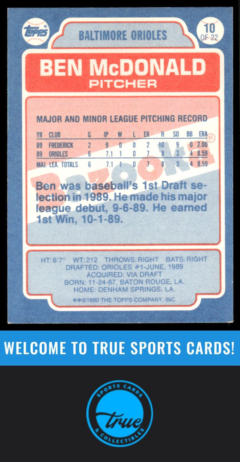 1990 Topps Bazooka Shining Stars #10 Ben McDonald AUTOGRAPH