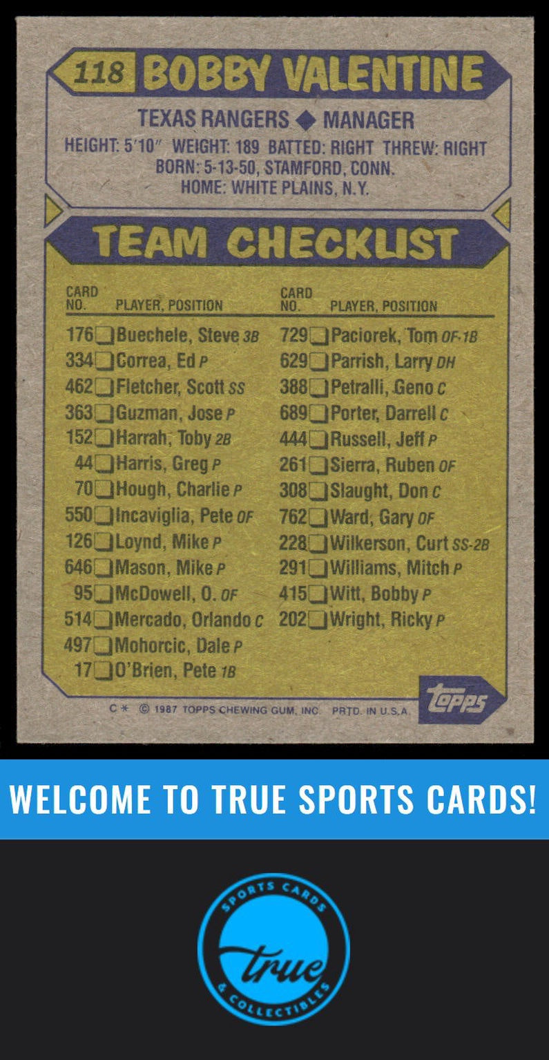 1987 Topps #118 Bobby Valentine AUTOGRAPH