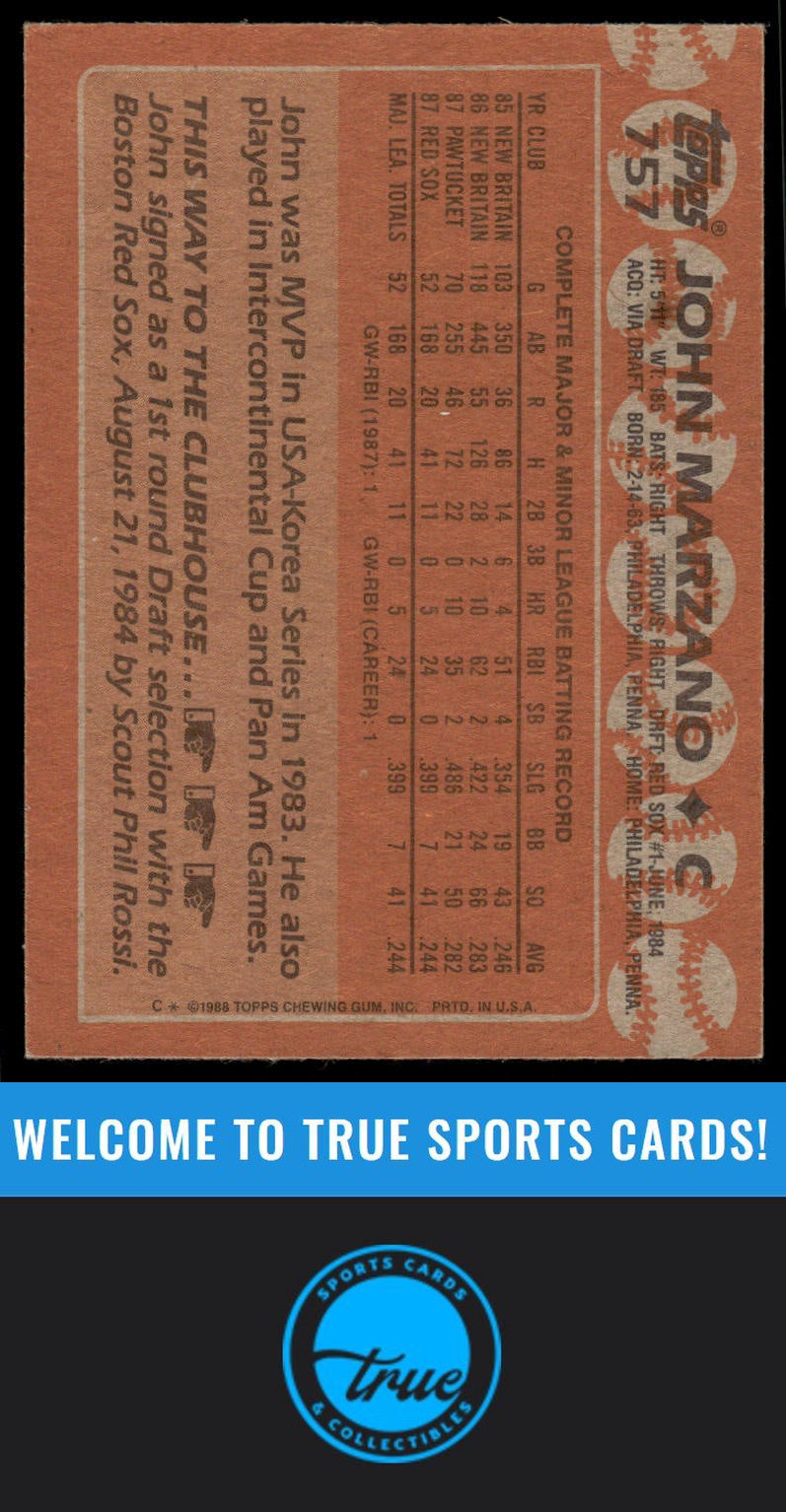 1988 Topps #757 John Marzano AUTOGRAPH