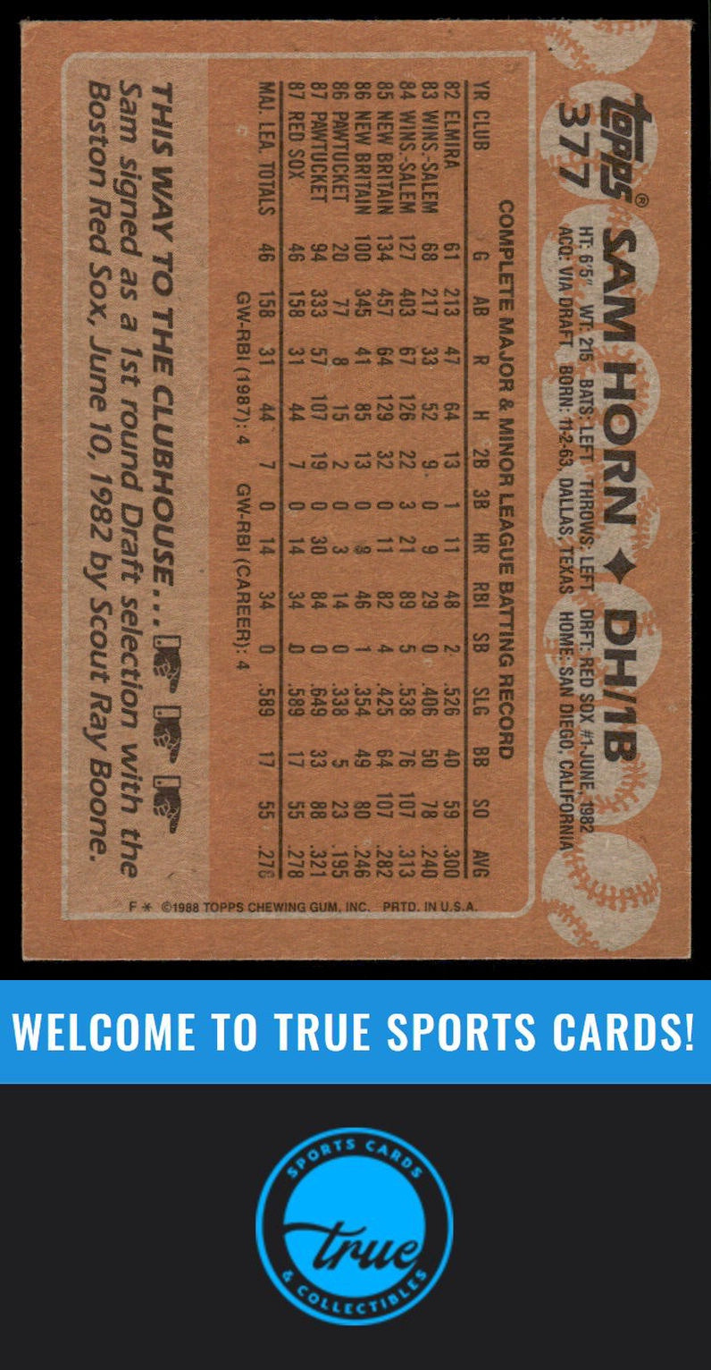 1988 Topps #377 Sam Horn AUTOGRAPH