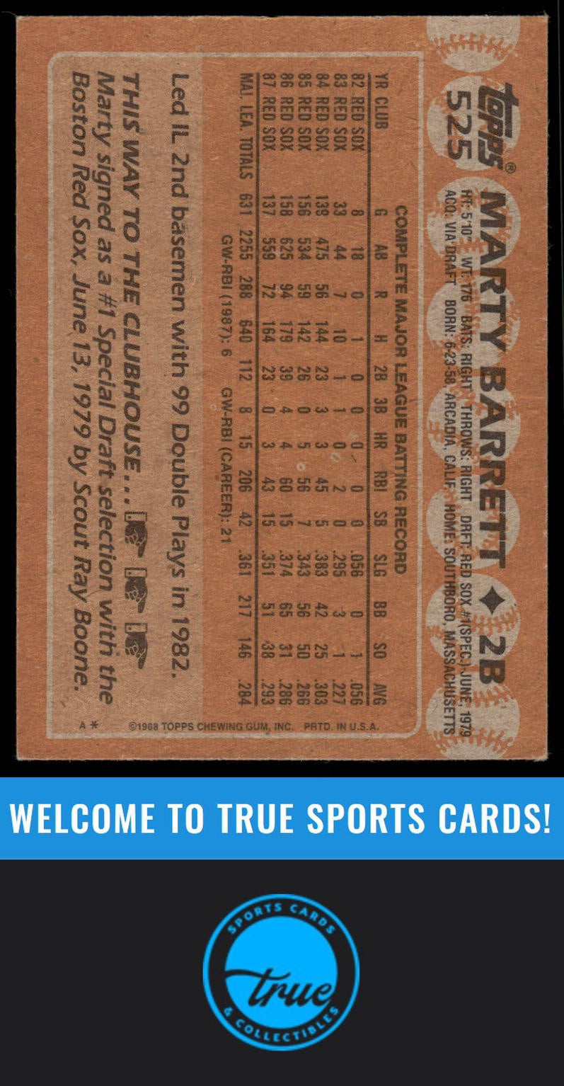 1988 Topps #525 Marty Barrett AUTOGRAPH